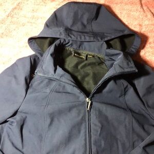 Weatherproof women’s long coat Navy full zip hooded MED